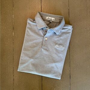 Peter Millar Boys’ Sea Island Logo Gray Performance Golf Shirt • Size (M) 9/10